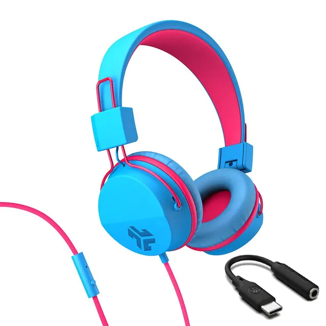jlab-jbuddies-studio-cuffie-on-ear-cablate-bambini-type-c-blu-rosa-con-limite-vo image 1