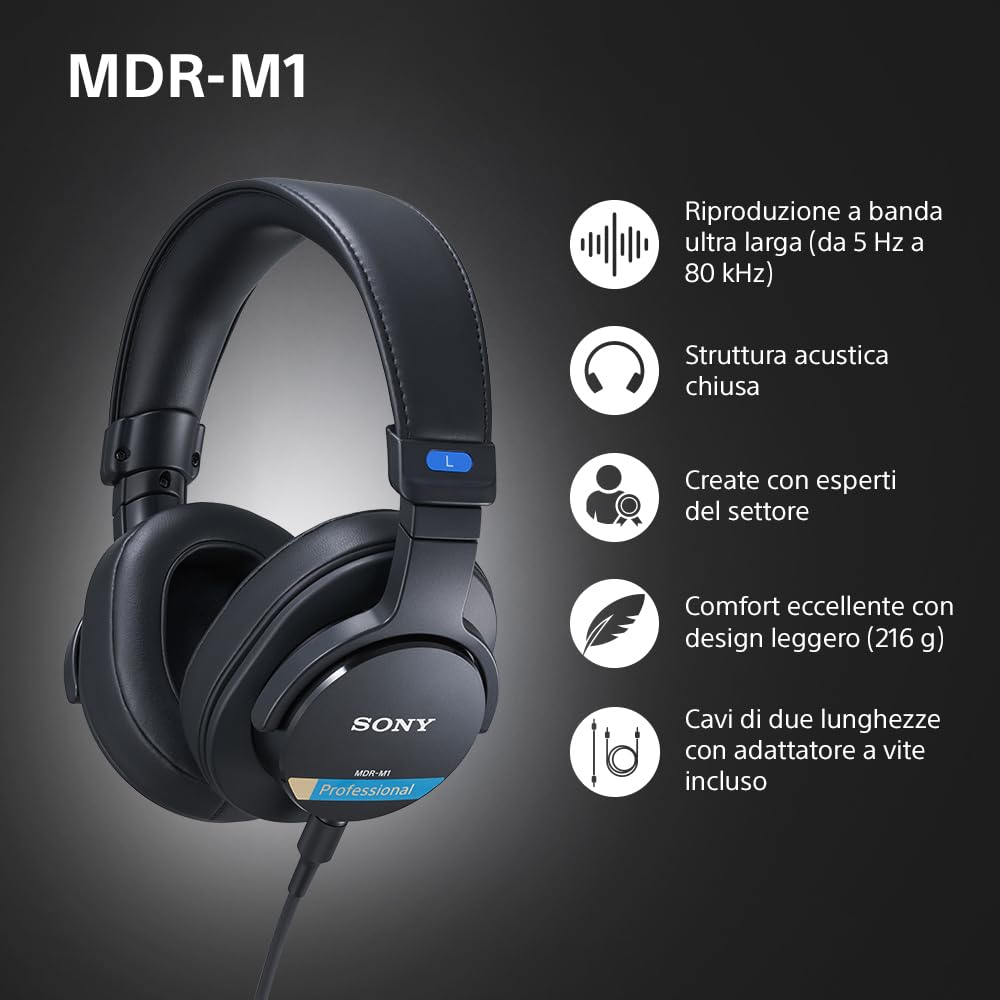 sony-mdr-m1-studio-cuffie-da-studio-chiuse-cablate-con-riproduzione-ultra-larga- image 2